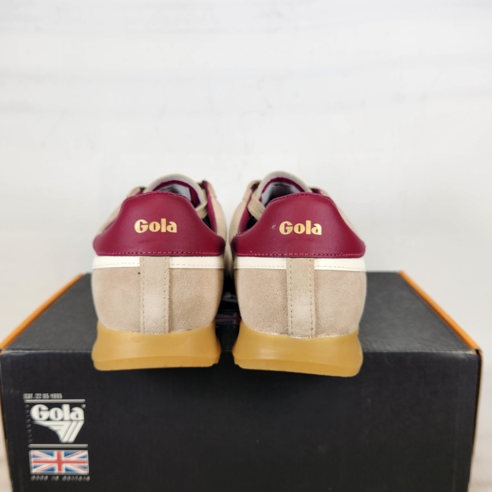 Gola Torpedo Sneaker Women Size 8.5 Bone Off White Cerise Suede Lace Up Jogger - Picture 4 of 7